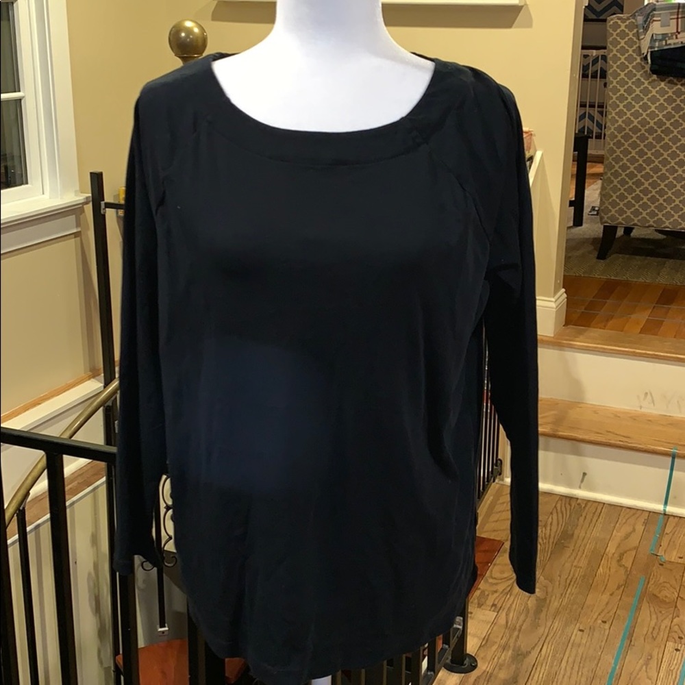 EUC Lauren Black Boat Neck Long Sleeved Tee